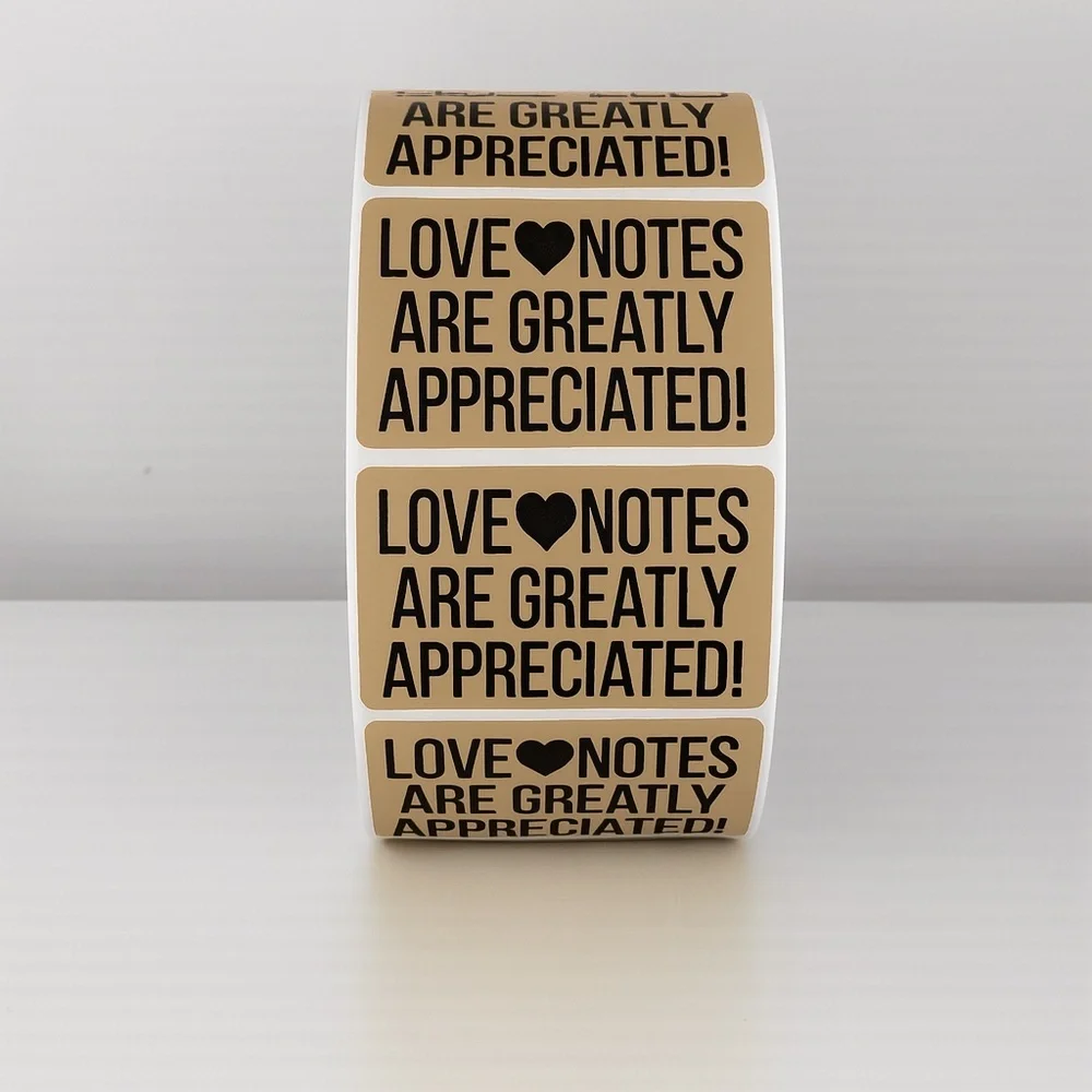 Love Notes Are Appreciated Stickers | Small Business Thank You Labels